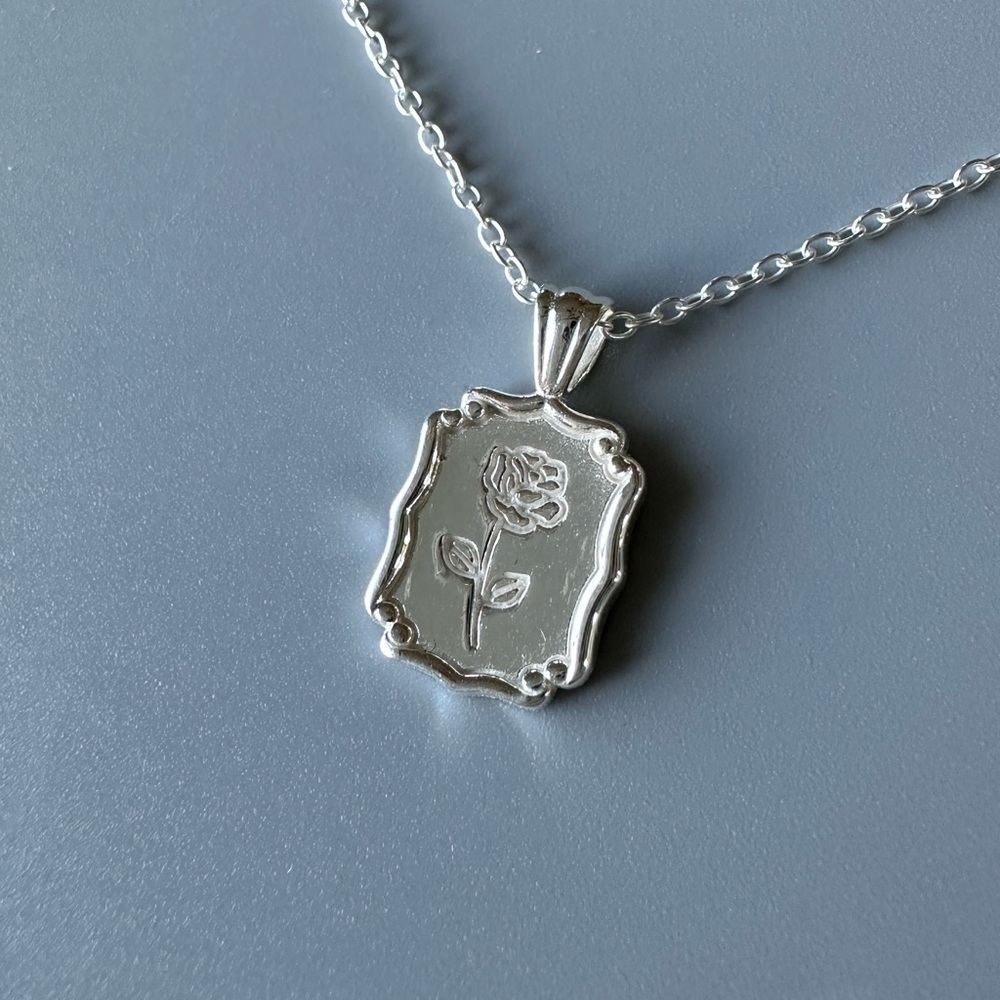 Sterling Silver Rose Necklace 925 – June Birth Flower Pendant